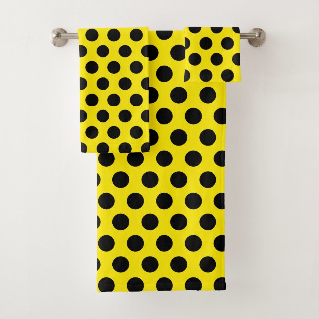 Black Circles on Yellow Background Bath Towel Set (Insitu)