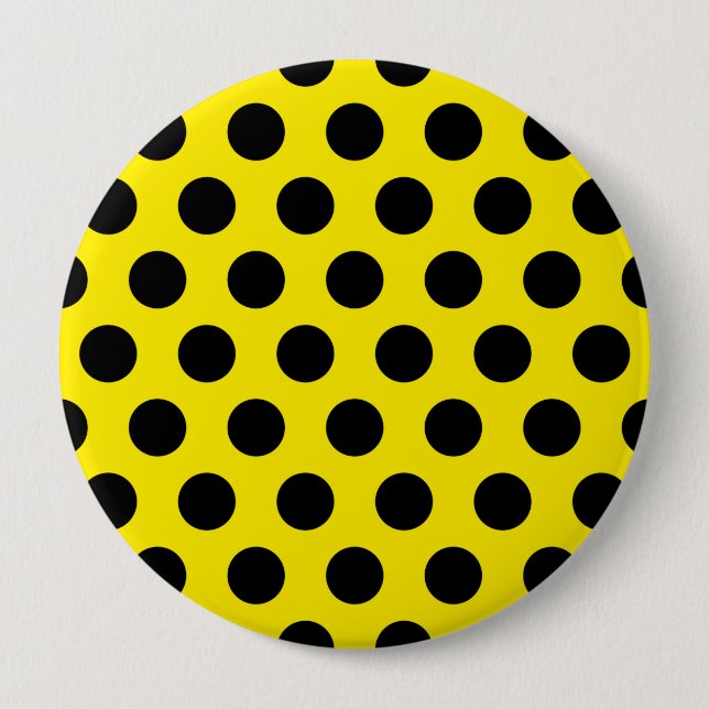 Black Circles on Yellow Background Button (Front)