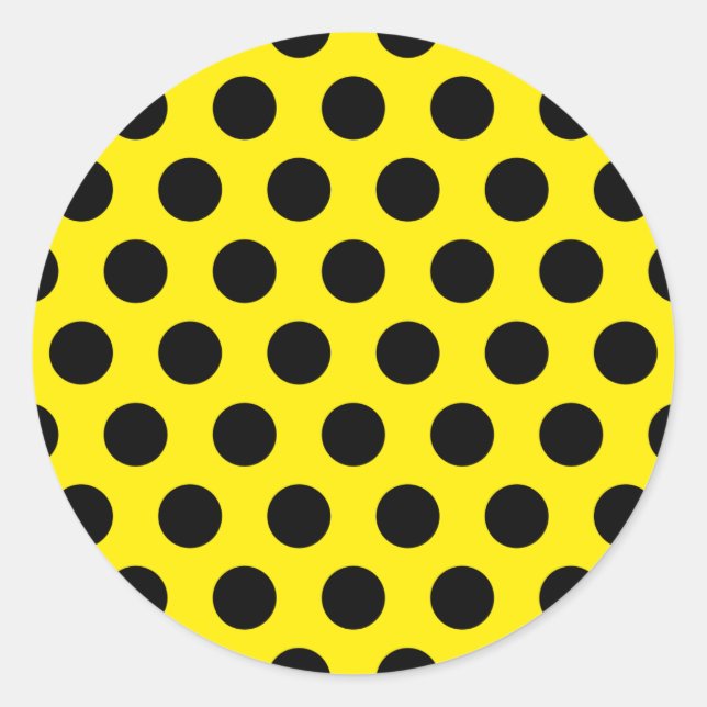 Black Circles on Yellow Background Classic Round Sticker (Front)