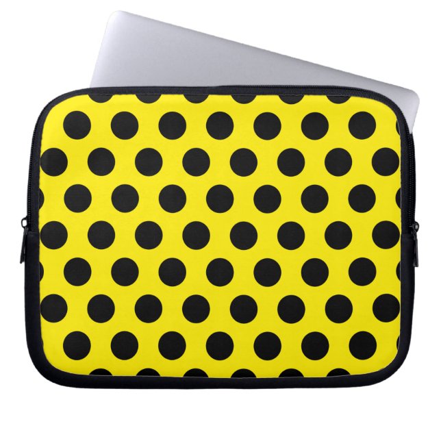 Black Circles on Yellow Background Laptop Sleeve (Front)