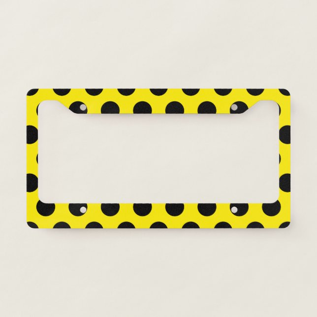 Black Circles on Yellow Background License Plate Frame (Front)