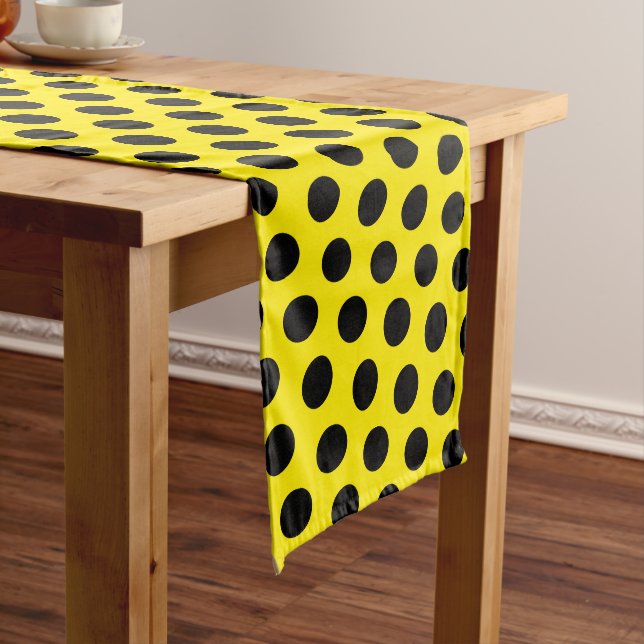 Black Circles on Yellow Background Medium Table Runner (In Situ)