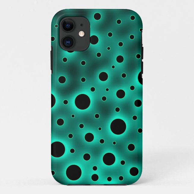 Black Circles over Turquoise Design Case-Mate iPhone Case (Back)