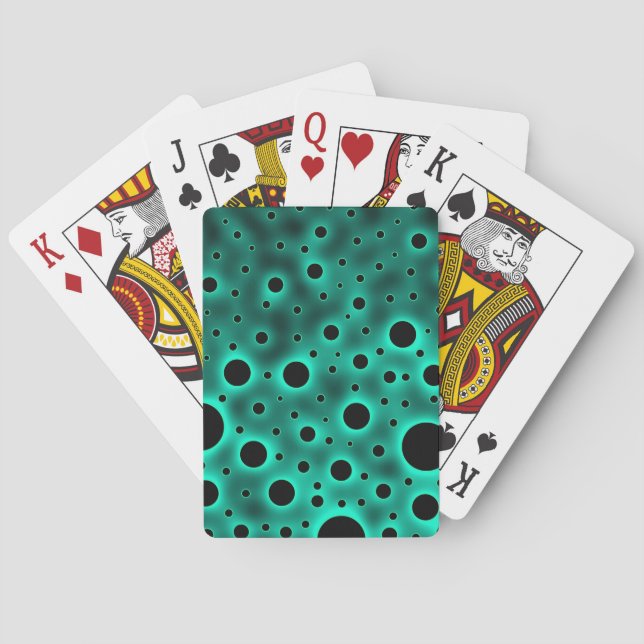 Black Circles over Turquoise Design Poker Cards (Back)