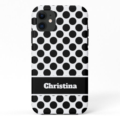 Black Circles Pattern Personalize iPhone 11 Case