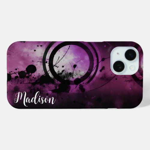 Black Circles Purple Ecliptic Background _  iPhone 15 Case