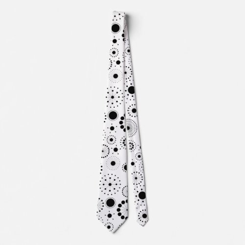 Black Circles  Stars Pattern On White Tie