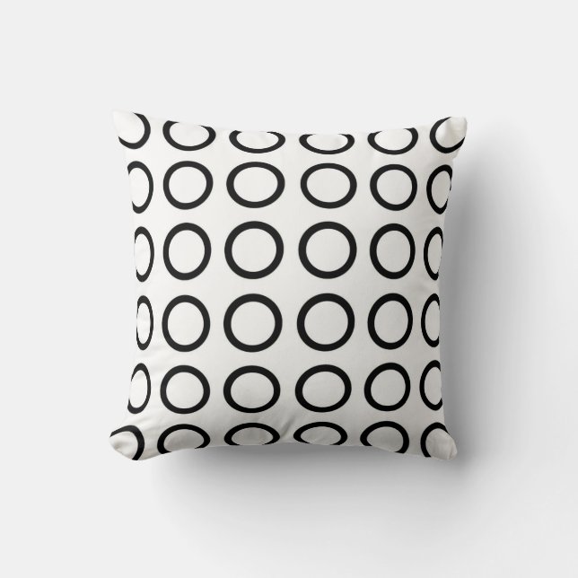 Black Circles Throw Pillow (Front)