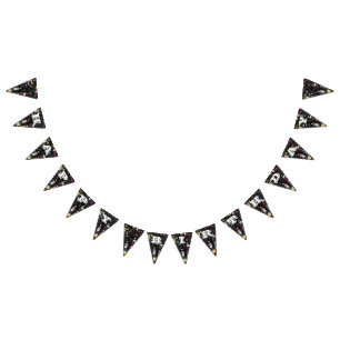 Black circuit board bunting flags