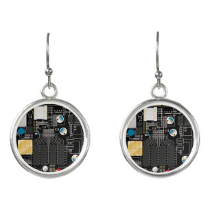 Black circuit board earrings