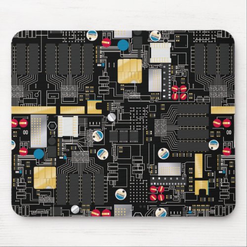 Black circuit board mouse pad