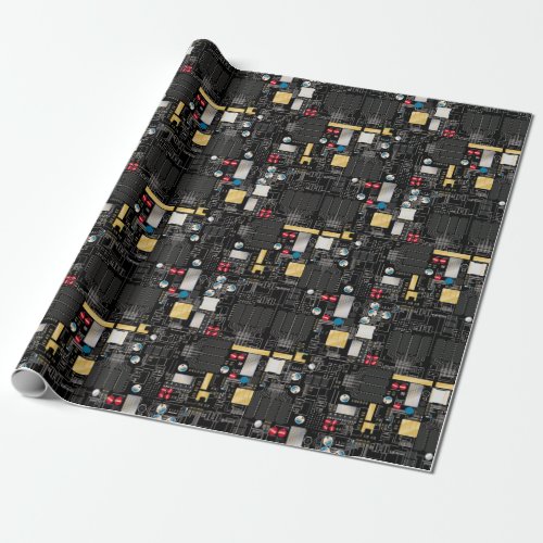 Black circuit board wrapping paper