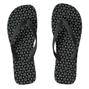Black Circular Delight Thongs Flip Flops