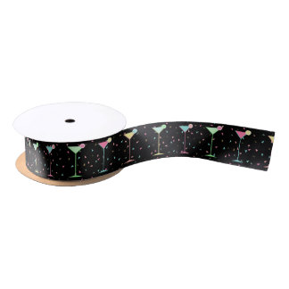 Black Citrus Martini Cocktail Confetti Party Satin Ribbon