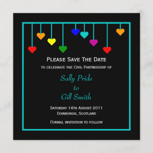 Black Civil Partnership Heart Save The Date