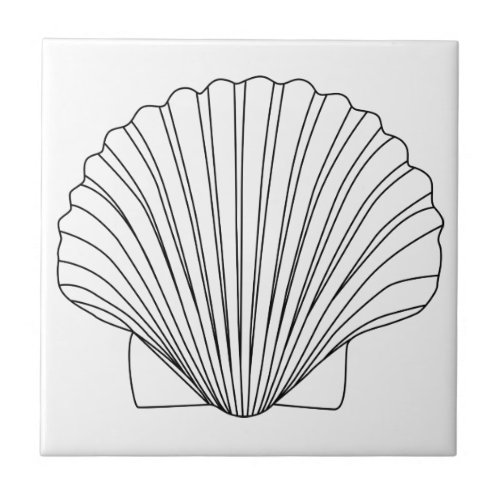 Black Clam Scallop Seashell Ceramic Tile