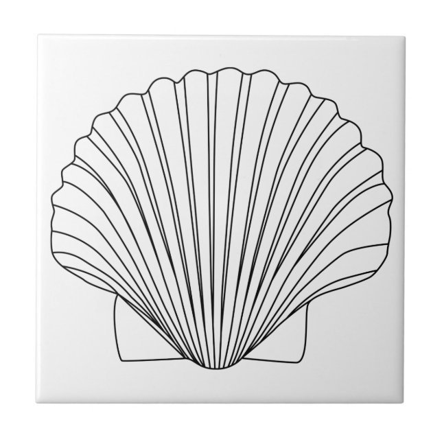 Black Clam Scallop Seashell Ceramic Tile (Front)
