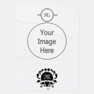 Black Clam Silhouette Monogram Baby Blanket