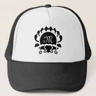 Black Clam Silhouette Monogram Trucker Hat