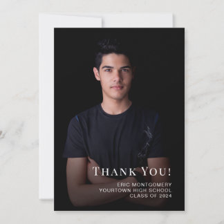 Black Class of 2024 Graduation Thank You Photo Card
