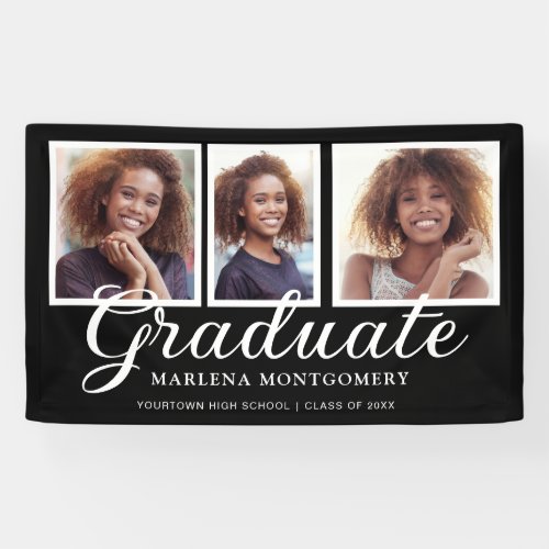 Black Class of 2024 Photo Graduation Banner