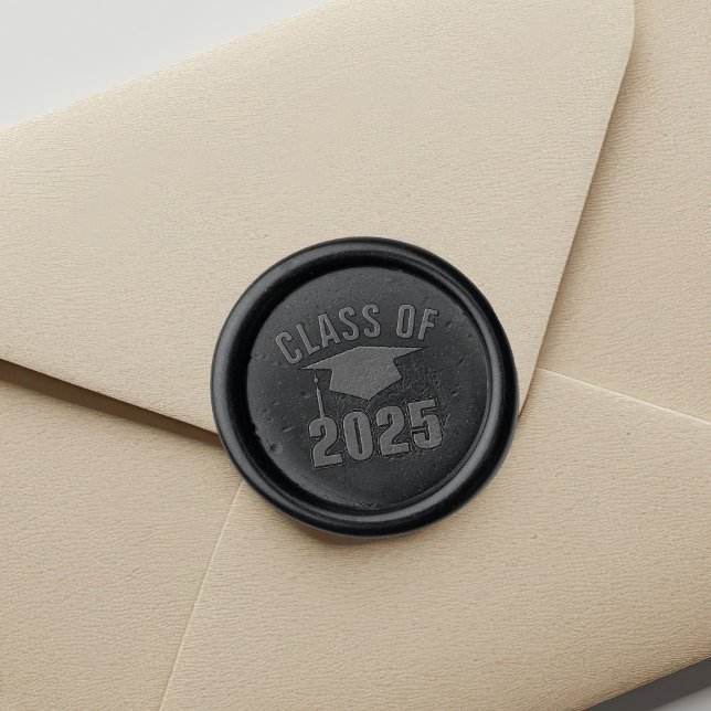 Black Class of 2025 Graduation Party Wax Seal Stamp (Creator Uploaded)