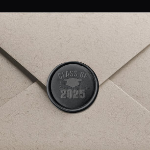 Black Class of 2025 Graduation Party Wax Seal Sticker