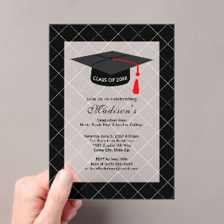 Black Class of 20XX Graduation Party Acrylic Invitations