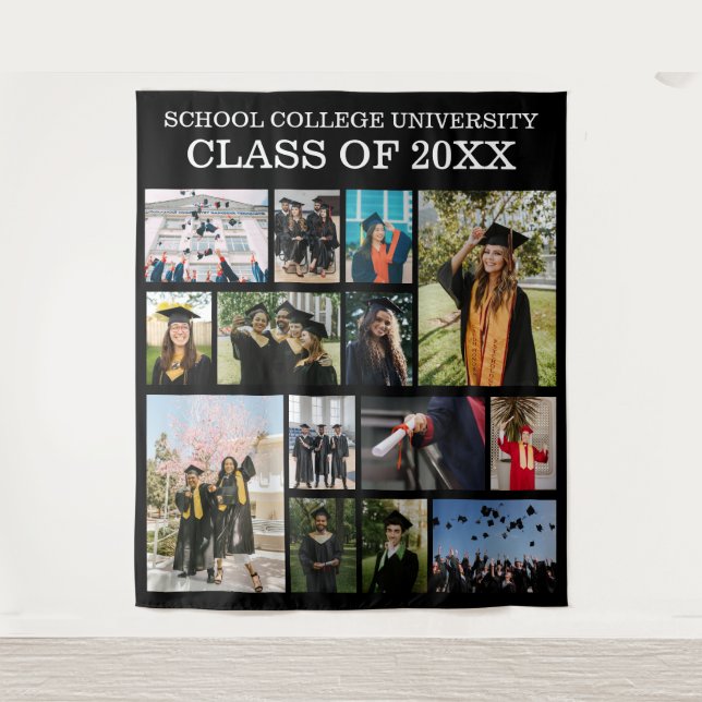 Black Class Photo Collage Tapestry (Front)