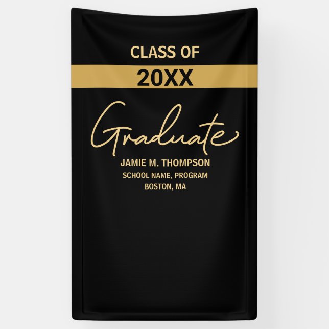 Black Class Year Graduate graduation Banner (Vertical)