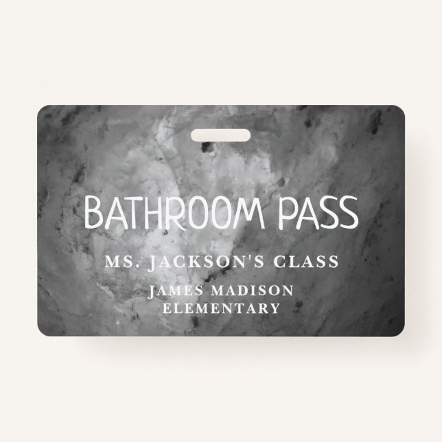 Black Classic Back To School Bathroom Hall Pass Badge (Front)