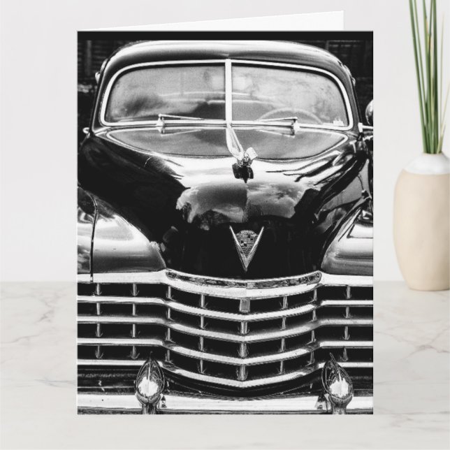 BLACK CLASSIC CAR BIRTHDAY CARDS (Front)