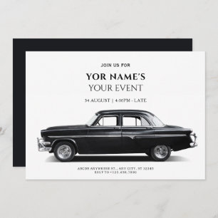 Black Classic Car Invitation