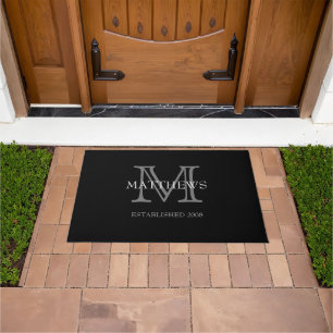 Black Classic Custom Monogram & Name Doormat