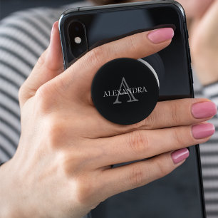 Black Classic Custom Monogram & Name  PopSocket