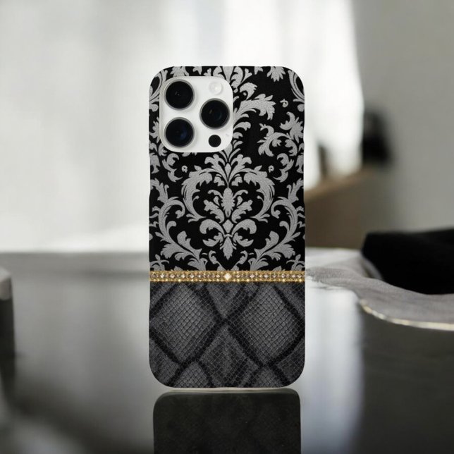 black Classic Damask Luxe Case-Mate iPhone Case (Creator Uploaded)