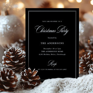Black Classic Elegance   Christmas Party Invitation