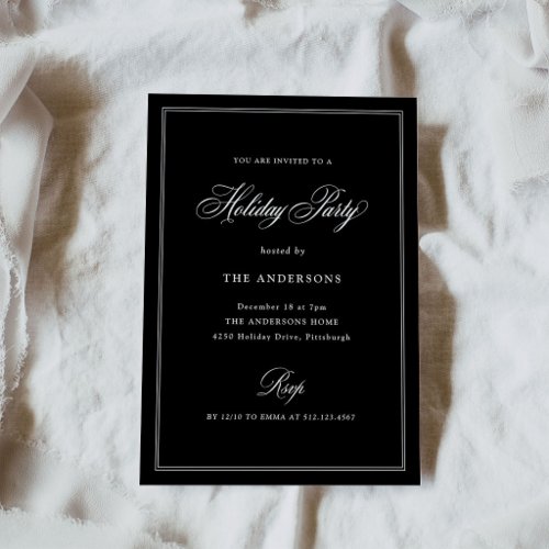 Black Classic Elegance | Holiday Party Invitation