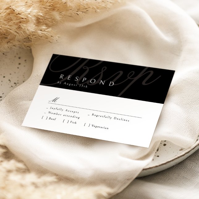Black Classic Elegant Calligraphy Wedding RSVP (Black Classic Elegant Calligraphy Wedding RSVP)