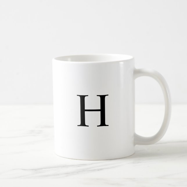 Black Classic Elegant Monogram Coffee Mug (Right)
