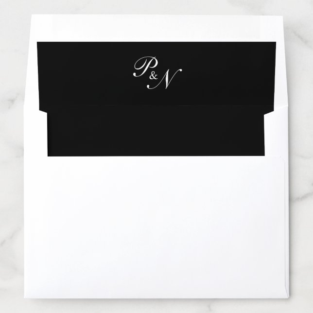 Black Classic Elegant Wedding Envelope Liner (In Envelope)