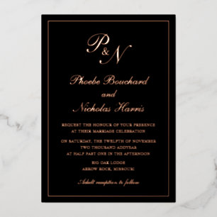 Black Classic Elegant Wedding Foil Invitation