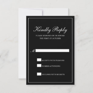 Black Classic Elegant Wedding RSVP Card
