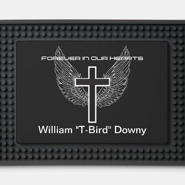 Black Classic Forever in Our Heart  Bar Mat (Front (Close Up))