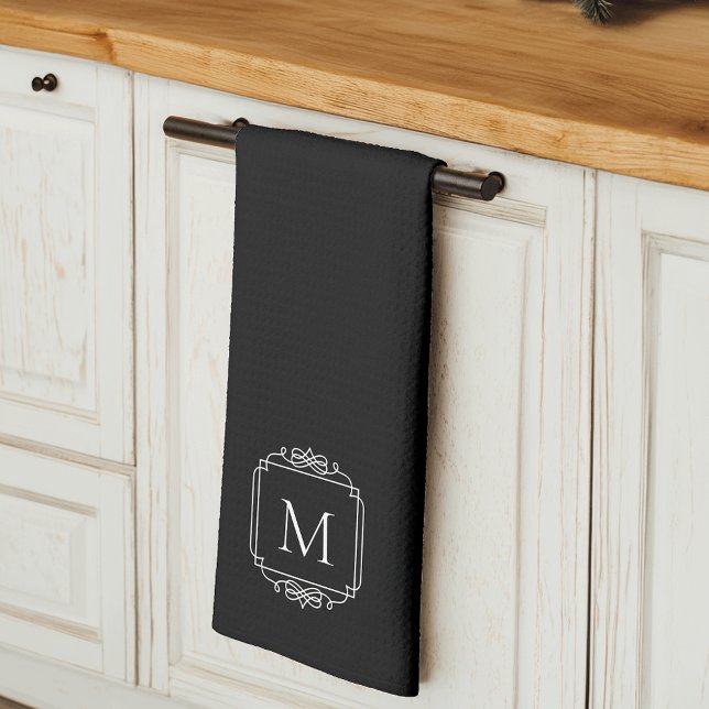 Black | Classic Frame Monogram Kitchen Towel (Creator Uploaded)