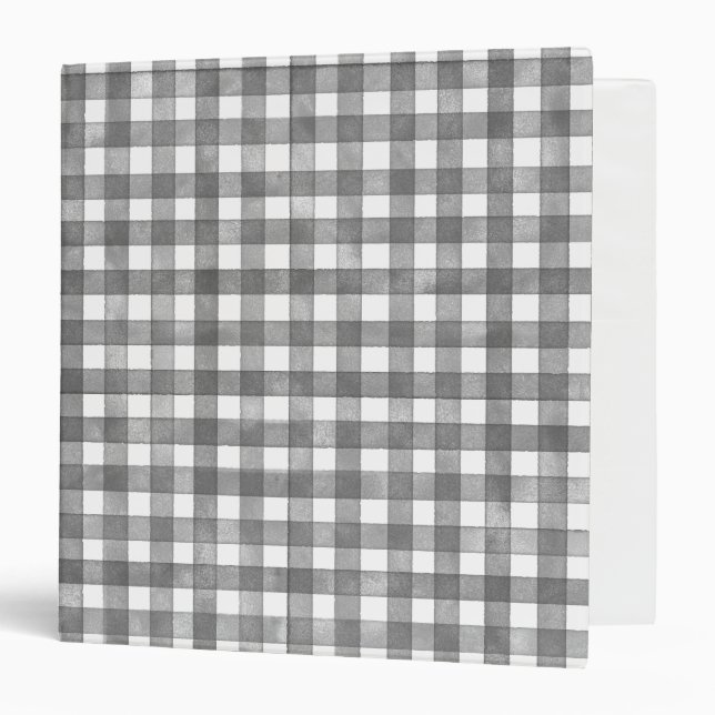 Black Classic Gingham 3 Ring Binder (Front/Inside)