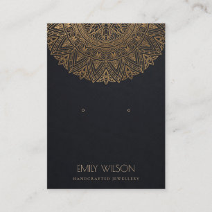 BLACK CLASSIC GOLD ORNATE MANDALA EARRING DISPLAY BUSINESS CARD
