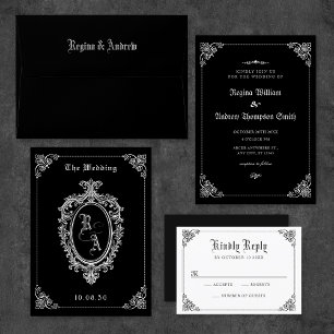 Black Classic gothic wedding invitation
