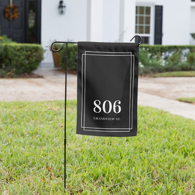 Black | Classic House Number & Street Name Garden Flag (Creator Uploaded)