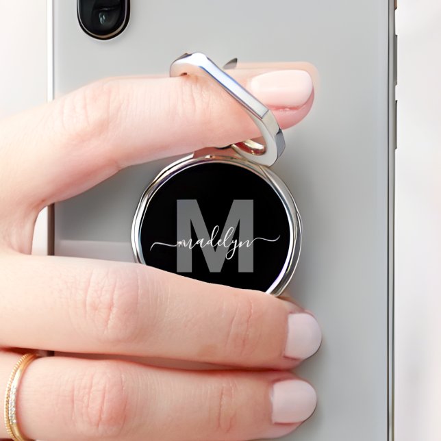 Black Classic Initial Name Monogram Phone Ring Stand (Black Classic Initial Name Monogram Phone Ring Stand)